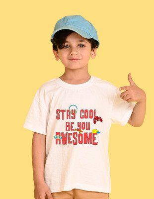 Nusyl Boys Printed Cotton Blend Oversized T Shirt(Multicolor, Pack of 1)