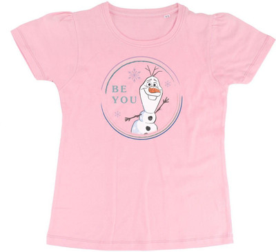WYM TREND Girls Typography, Printed Pure Cotton Regular T Shirt(Pink, Pack of 1)