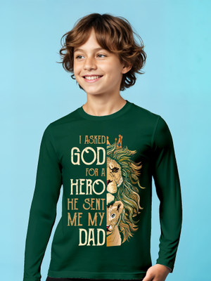 PROVOGUE Boys Printed Pure Cotton Regular T Shirt(Green, Pack of 1)