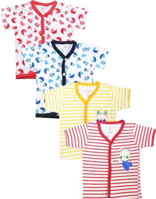 babeezworld Baby Boys & Baby Girls Printed Pure Cotton Regular T Shirt(Multicolor, Pack of 4)