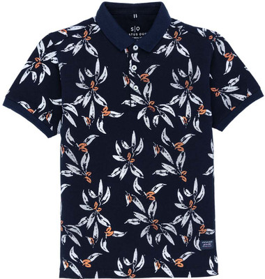 Status Quo Boys Printed Cotton Blend Regular T Shirt(Blue, Pack of 1)