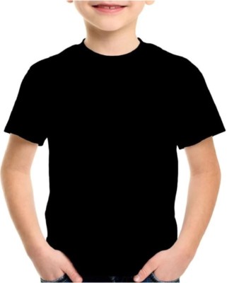 Aashok Boys & Girls Solid Organic Cotton T Shirt(Black, Pack of 1)