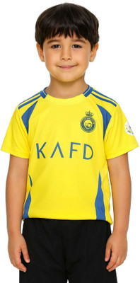 Ryze Boys & Girls Printed Polyester Regular T Shirt(Yellow, Pack of 1)