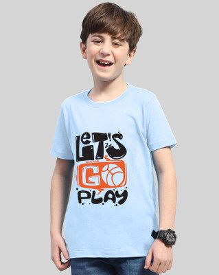 AUSK Boys Printed Cotton Blend Regular T Shirt(Light Blue, Blue, Pack of 3)