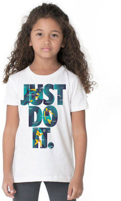 Trending Mahi Fashion Boys & Girls Printed Cotton Blend Regular T Shirt(White, Pack of 1)