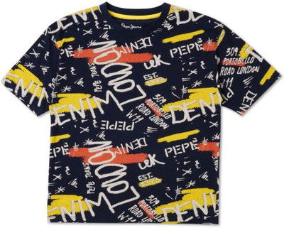 Pepe Jeans Boys Printed Pure Cotton Oversized T Shirt(Multicolor, Pack of 1)