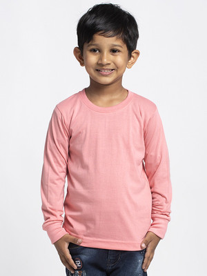 FBAR Boys Solid Cotton Blend Regular T Shirt(Pink, Pack of 1)