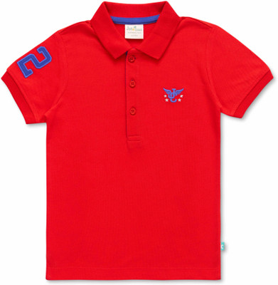 JusCubs Boys Graphic Print Cotton Blend Regular T Shirt(Red, Pack of 1)