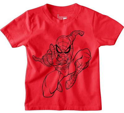 BonOrganik Boys Printed Pure Cotton Regular T Shirt(Red, Pack of 1)