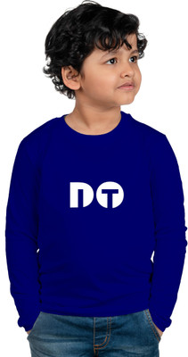 CHOMMBOOKA TRENDING Boys Typography Cotton Blend Regular T Shirt(Blue, Pack of 1)