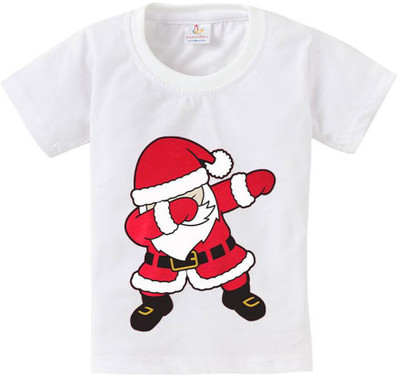 Babywish Boys & Girls Graphic Print Pure Cotton Regular T Shirt(White, Pack of 1)