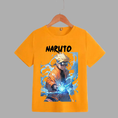 CRYSTALSIFT Boys & Girls Printed Polycotton Regular T Shirt(Yellow, Pack of 1)