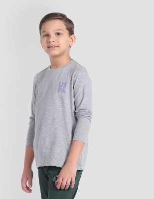 U.S. POLO ASSN. Boys Solid Pure Cotton T Shirt(Grey, Pack of 1)