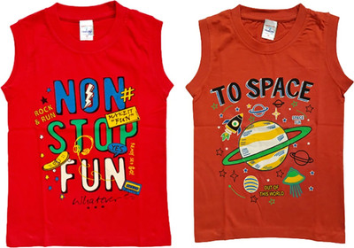 Vivin Collection Boys Printed Cotton Blend Regular T Shirt(Multicolor, Pack of 2)