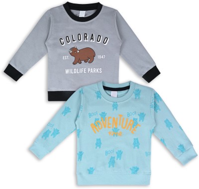 Wishkaro Baby Boys & Baby Girls Printed Cotton Blend T Shirt(Blue, Pack of 2)