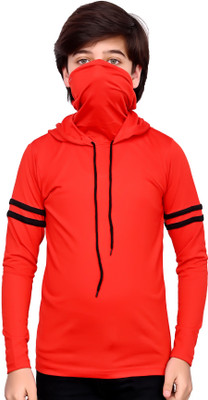 IESHNE LIFESTYLE Boys & Girls Solid Cotton Blend Regular T Shirt(Red, Pack of 1)