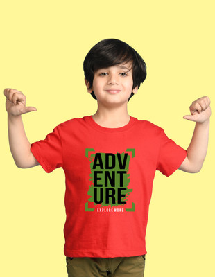 Nusyl Boys Graphic Print Cotton Blend Oversized T Shirt(Red, Pack of 1)