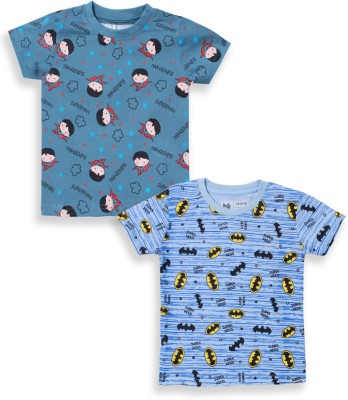 MINUTE MIRTH Baby Boys Printed Pure Cotton T Shirt(Light Blue, Pack of 2)
