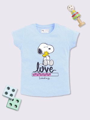 YK X Minute Mirth Boys & Girls Printed Pure Cotton Oversized T Shirt(Light Blue, Pack of 1)