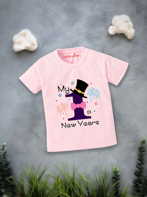 Babywish Boys & Girls Typography, Printed Cotton Blend Regular T Shirt(Multicolor, Pack of 1)