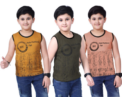 INDIA FASHION FAB Boys Printed Pure Cotton Regular T Shirt(Multicolor, Pack of 3)