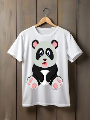 Kp Printofashions Boys & Girls Printed Polyester Regular T Shirt(White, Pack of 1)