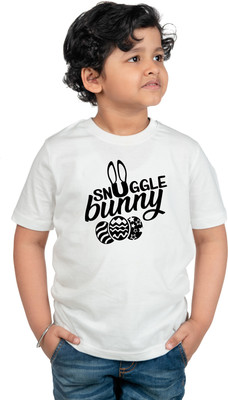 CHOMMBOOKA TRENDING Boys Typography, Printed Pure Cotton Regular T Shirt(White, Pack of 1)