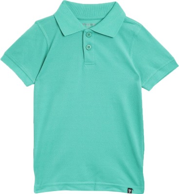 PROTEENS Boys Solid Cotton Blend T Shirt(Green, Pack of 1)