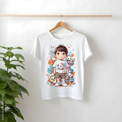THEVENUS Boys & Girls Printed Polyester Regular T Shirt(White, Pack of 1)