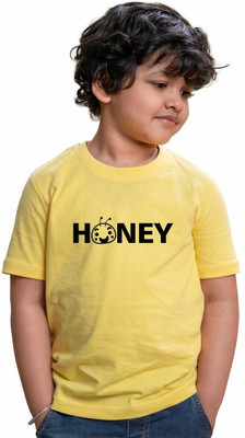 CHOMMBOOKA Boys Printed Pure Cotton Regular T Shirt(Yellow, Pack of 1)