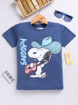 YK X Minute Mirth Boys Printed Cotton Blend Regular T Shirt(Blue, Pack of 1)