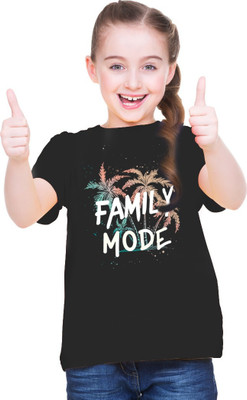 Mahi Fab Trend Girls Printed Polyester Oversized T Shirt(Black, Pack of 1)