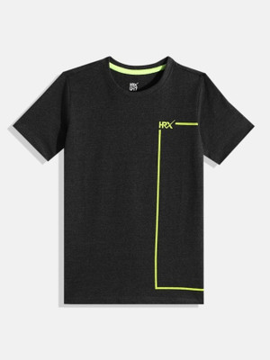 HRX by Hrithik Roshan Boys Printed Cotton Blend Regular T Shirt(Grey, Pack of 1)