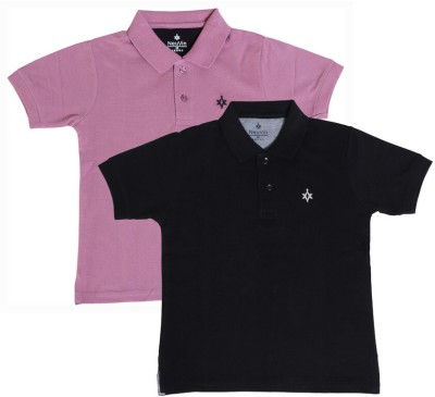 NeuVin Boys Self Design Cotton Blend T Shirt(Multicolor, Pack of 2)
