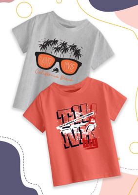 RUNSTARS Boys Printed Cotton Blend Regular T Shirt(Multicolor, Pack of 2)