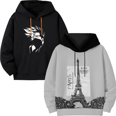 Ayvina Boys & Girls Graphic Print Cotton Blend Regular T Shirt(Multicolor, Pack of 2)