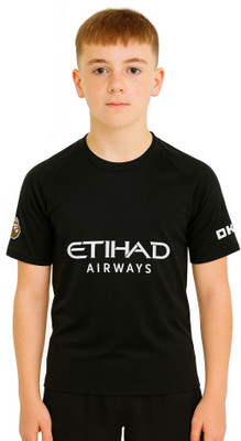 DOSTITCH Boys & Girls Printed Polyester Regular T Shirt(Black, Pack of 1)