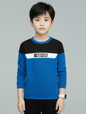 VEERUTEEZ Boys Printed Pure Cotton Regular T Shirt(Blue, Pack of 1)