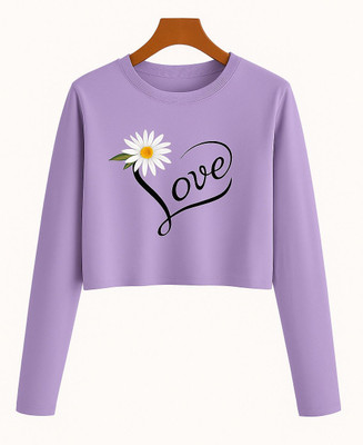 Prinsoo Girls Solid Cotton Blend Regular T Shirt(Purple, Pack of 1)