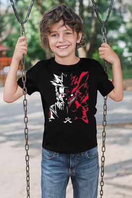 Attirea Boys & Girls Graphic Print Pure Cotton Regular T Shirt(Black, Pack of 1)