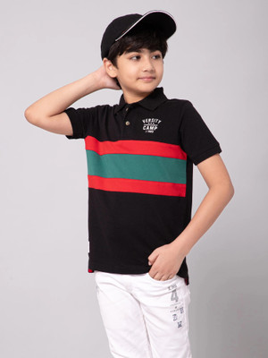 Alan Jones Boys Colorblock Cotton Blend Regular T Shirt(Black, Pack of 1)
