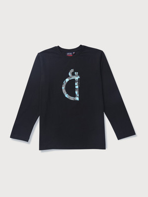 GINI & JONY Baby Boys Graphic Print Cotton Blend Regular T Shirt(Black, Pack of 1)