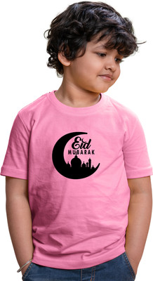CHOMBOOKA Boys Typography, Graphic Print Pure Cotton Regular T Shirt(Pink, Pack of 1)