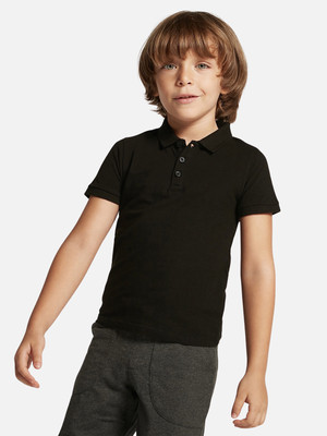 JUNIORS by Babyshop Boys Solid Cotton Blend Regular T Shirt(Grey, Pack of 1)