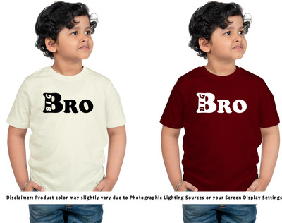 CHOMMBOOKA TRENDING Boys & Girls Typography Pure Cotton Regular T Shirt(Multicolor, Pack of 2)