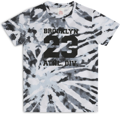 Chilins Boys & Girls Printed Cotton Blend Regular T Shirt(White, Pack of 1)