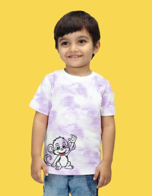 Nusyl Boys & Girls Graphic Print Cotton Blend T Shirt(Purple, Pack of 1)