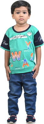 Hubkick Boys Printed Cotton Blend Regular T Shirt(Multicolor, Pack of 1)