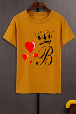 BHAIJIFASHION Boys Printed Polyester Regular T Shirt(Yellow, Pack of 1)