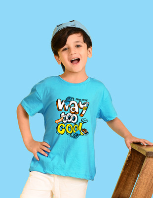 Nusyl Boys Graphic Print Cotton Blend Oversized T Shirt(Blue, Pack of 1)